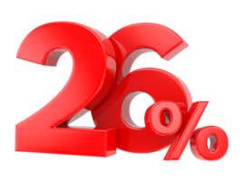 Number percent discount 3d rendering transparent background png