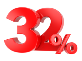 Number percent discount 3d rendering transparent background png