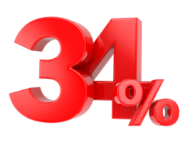 Number percent discount 3d rendering transparent background png