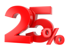 Number percent discount 3d rendering transparent background png