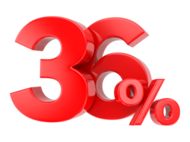 Number percent discount 3d rendering transparent background png