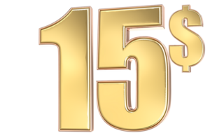 15 Number Gold Dollar 3D png