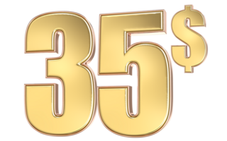 35 Number Gold Dollar 3D png