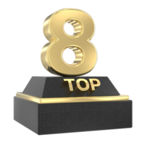 superiore oro con nero numero 3d rendere png