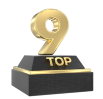 superiore oro con nero numero 3d rendere png