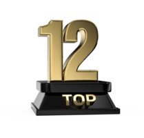 Top Gold With Black Number 3D Render png