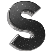 the letter s is made of shiny metal and has water drops on it png