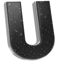 a black and white letter u with water droplets on it png