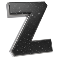 the letter z is made of metal and has water drops on it png