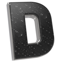 the letter d is made of metal and has water droplets on it png