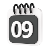 calendário 3d render transparência png