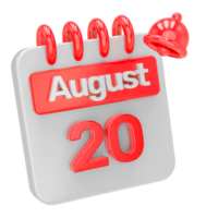 Calendar 3d render transparency png