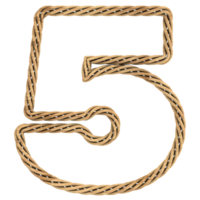 the number five is made of rope and has a knot png