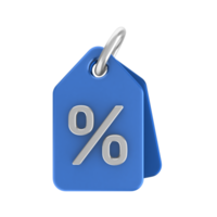 blue price tag with percentage sign isolated on transparent background png