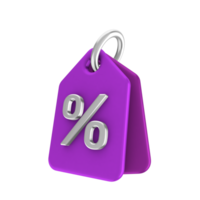 een Purper label met een percentage teken Aan het png