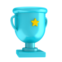 a blue trophy cup with a yellow star on top png