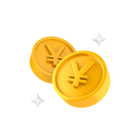 dourado moedas com japonês iene símbolo em eles png