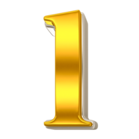 Number Gold png 3d render transparent