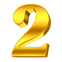 Number Gold png 3d render transparent