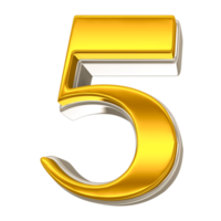 Number Gold png 3d render transparent