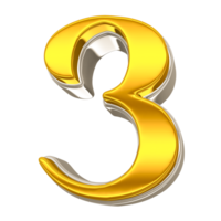 Number Gold png 3d render transparent