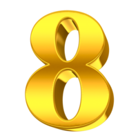 Number Gold png 3d render transparent