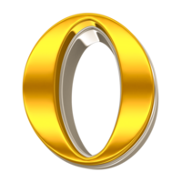 Number Gold png 3d render transparent