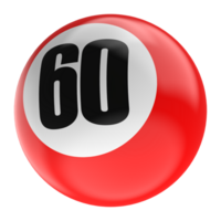 Ball Number Red 3D Render png transparent