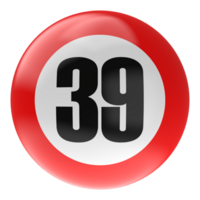 Ball Number Red 3D Render png transparent