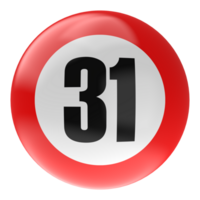 Ball Number Red 3D Render png transparent