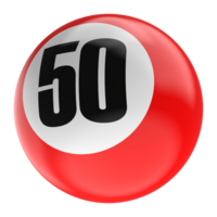 Ball Number Red 3D Render png transparent