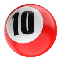 Ball Number Red 3D Render png transparent