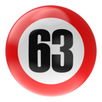 Ball Number Red 3D Render png transparent