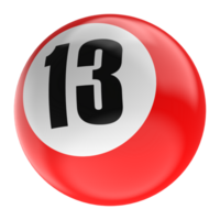 Ball Number Red 3D Render png transparent