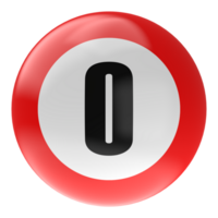 Ball Number Red 3D Render png transparent