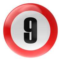 Ball Number Red 3D Render png transparent