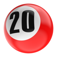 Ball Number Red 3D Render png transparent