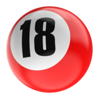 Ball Number Red 3D Render png transparent