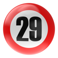 Ball Number Red 3D Render png transparent