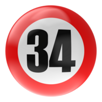 Ball Number Red 3D Render png transparent