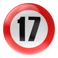 Ball Number Red 3D Render png transparent