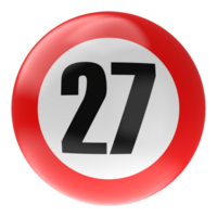 Ball Number Red 3D Render png transparent