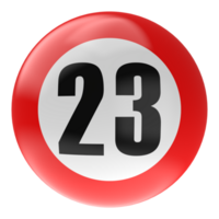 Ball Number Red 3D Render png transparent