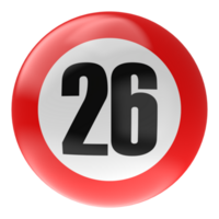 Ball Number Red 3D Render png transparent