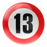 Ball Number Red 3D Render png transparent