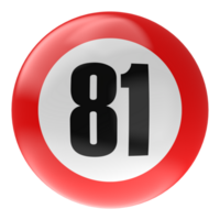 Ball Number Red 3D Render png transparent