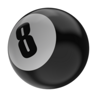 Ball Number 8 Black 3D Render transparent png