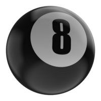 pelota número 8 negro 3d hacer transparente png