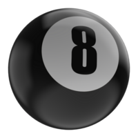 Ball Number 8 Black 3D Render transparent png