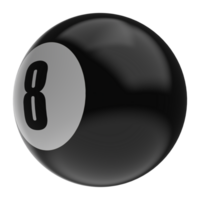 Ball Number 8 Black 3D Render transparent png